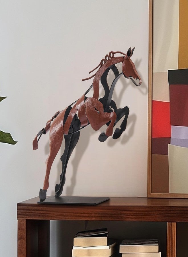 SunBlogs Art Horse Statue, Unique Metal Art Handmade Sculpture for Home Decor, Rustic Decor, Gifts for Horse Lovers (Brown) - Image 2